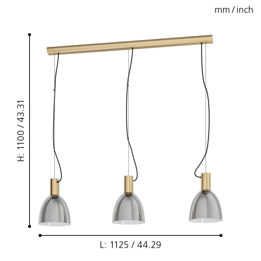 Eglo 99314 - Kattokruunu narulla LEBALIO 3xE27/40W/230V