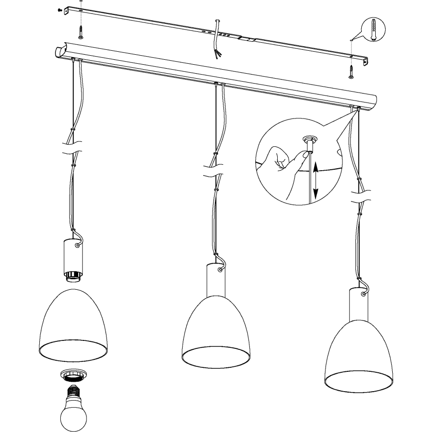 Eglo 99314 - Kattokruunu narulla LEBALIO 3xE27/40W/230V