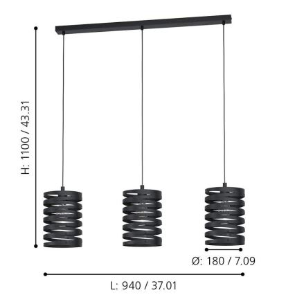 Eglo 99347 - Kattokruunu narulla CREMELLA 3xE27/40W/230V
