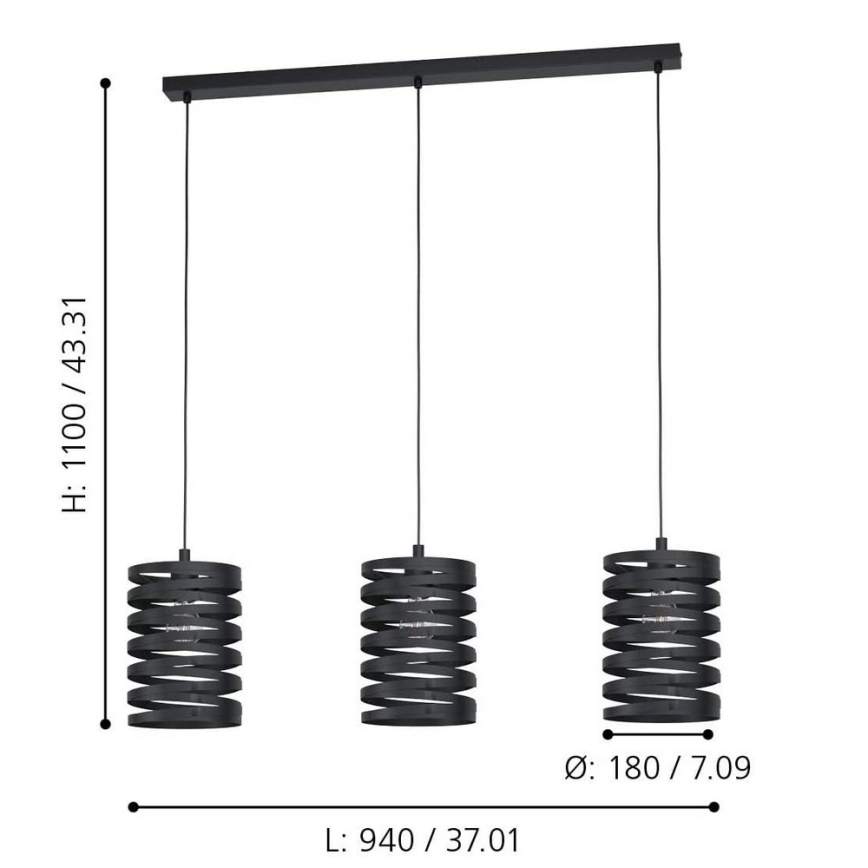 Eglo 99347 - Kattokruunu narulla CREMELLA 3xE27/40W/230V
