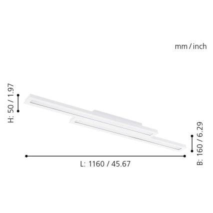 Eglo - Himmennettävä LED-RGB-kattovalaisin SALITERAS-C 2xLED/10W/230V