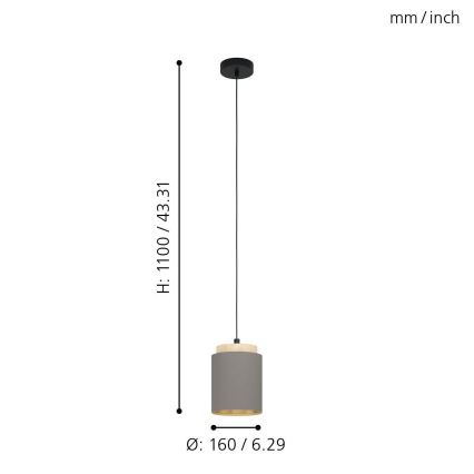 Eglo 99445 - Kattokruunu narulla ALBARIZA 1xE27/40W/230V
