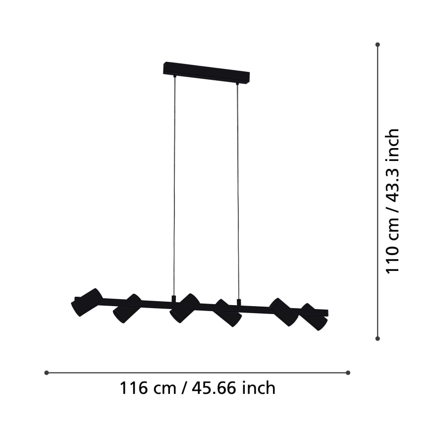 Eglo 99464 - Kattokruunu narulla GATUELA 6xE14/25W/230V