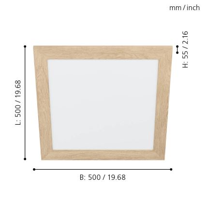 Eglo - LED Kattovalo LED/20W/230V 500x500 mm