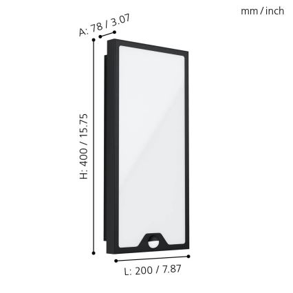 Eglo - LED-ulkoseinävalaisin anturilla LED / 16W / 230V IP44