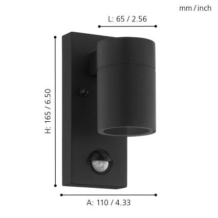 Eglo - LED-ulkoseinävalaisin anturilla 1xGU10 / 3W / 230V IP44