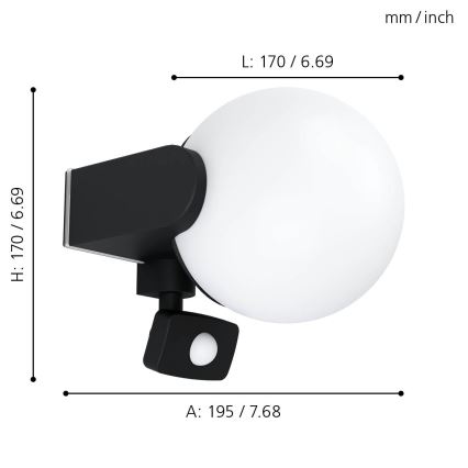 Eglo - Ulkoseinävalaisin anturilla 1xE27 / 15W / 230V IP44