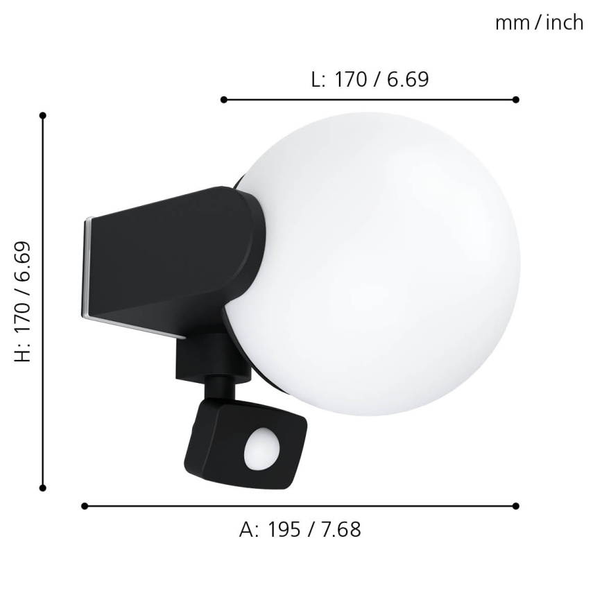 Eglo - Ulkoseinävalaisin anturilla 1xE27 / 15W / 230V IP44