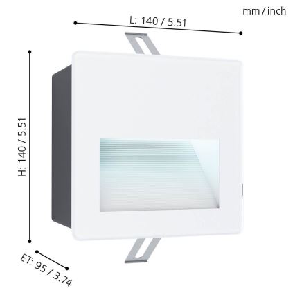 Eglo - LED-upotettava ulkotilavalaisin LED / 3,7W / 230V IP65 valkoinen