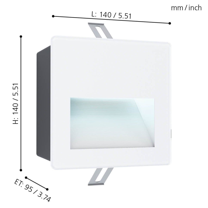 Eglo - LED-upotettava ulkotilavalaisin LED / 3,7W / 230V IP65 valkoinen