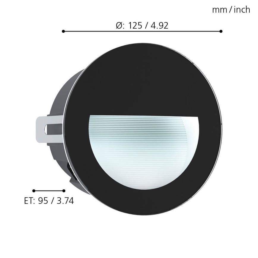 Eglo - LED-upotettava ulkotilavalaisin LED / 2,5W / 230V IP65 musta