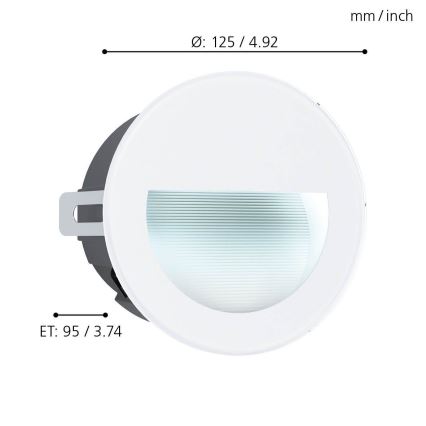 Eglo - LED-upotettava ulkotilavalaisin LED / 2,5W / 230V IP65 valkoinen