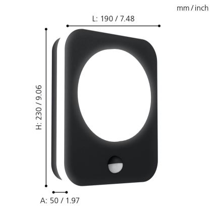 Eglo - LED-ulkoseinävalaisin anturilla LED / 9W / 230V IP44