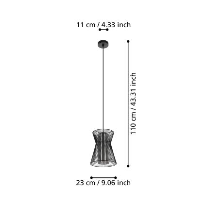 Eglo 99633 - Riippuvalaisin MASETA 1xE27/40W/230V musta