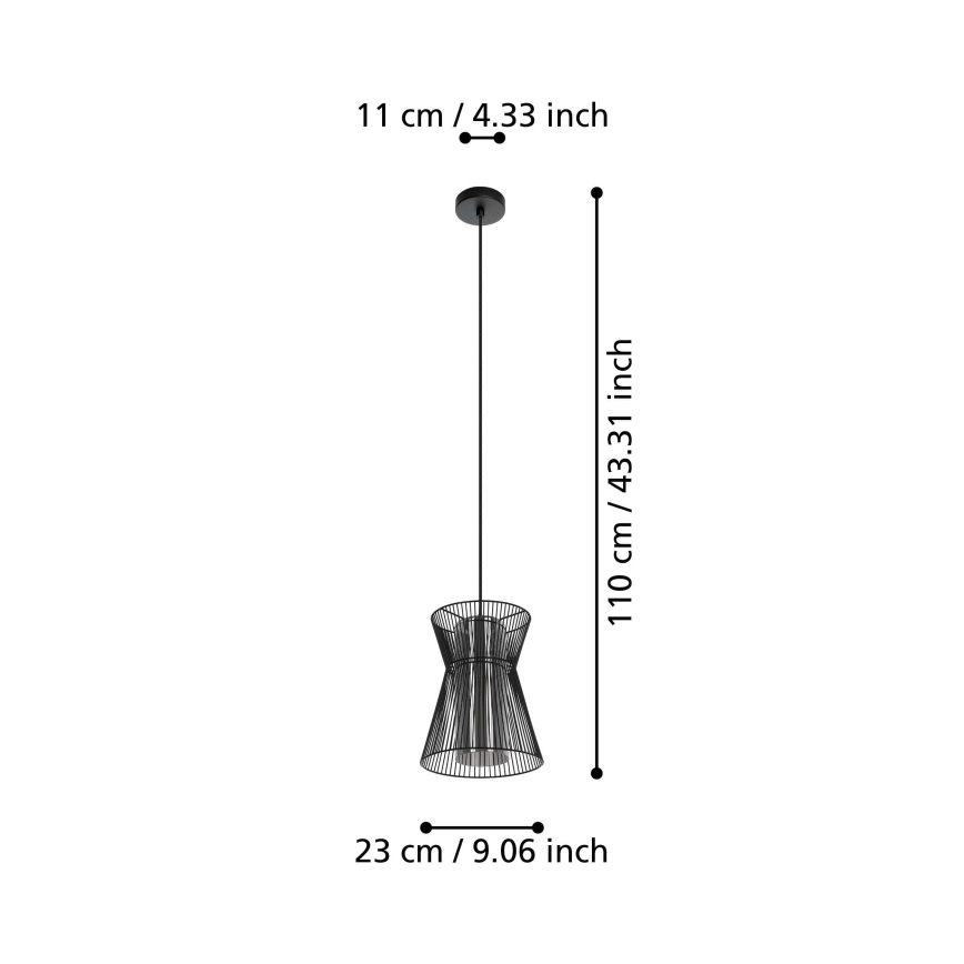 Eglo 99633 - Riippuvalaisin MASETA 1xE27/40W/230V musta