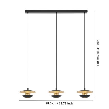 Eglo - LED-kattokruunu johdossa 3xGU10/4,5W/230V