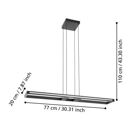 Eglo - Himmennettävä LED-kattokruunu johdossa LED/33W/230V 2700-6500K