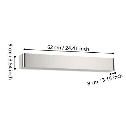 Eglo - LED-seinävalaisin kylpyhuoneeseen LED/26,5W/230V 3000K IP44 mattakromi