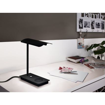 Eglo - LED Himmennettävä kosketuspöytävalaisin langattomalla latauksella LED/5,8W/230V musta