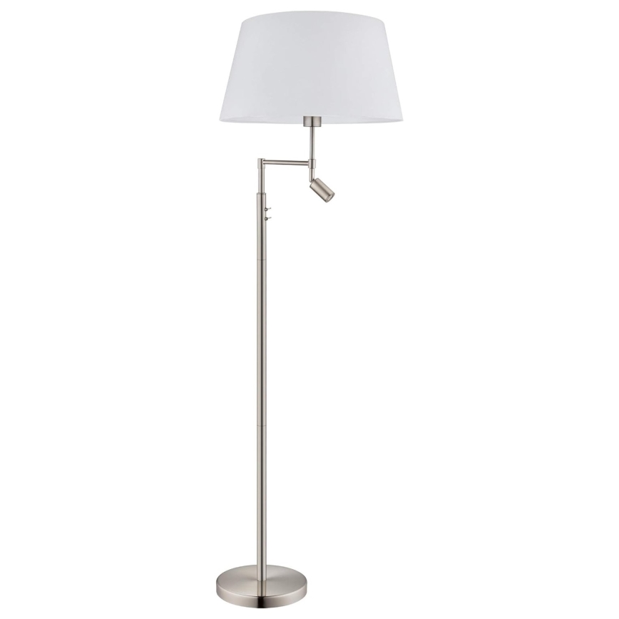 Eglo/Edi Valaistus - LED-lattiavalaisin SANTANDER 1xE27/11W/230V + LED/2,3W mattakromi