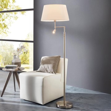 Eglo/Edi Valaistus - LED-lattiavalaisin SANTANDER 1xE27/11W/230V + LED/2,3W mattakromi