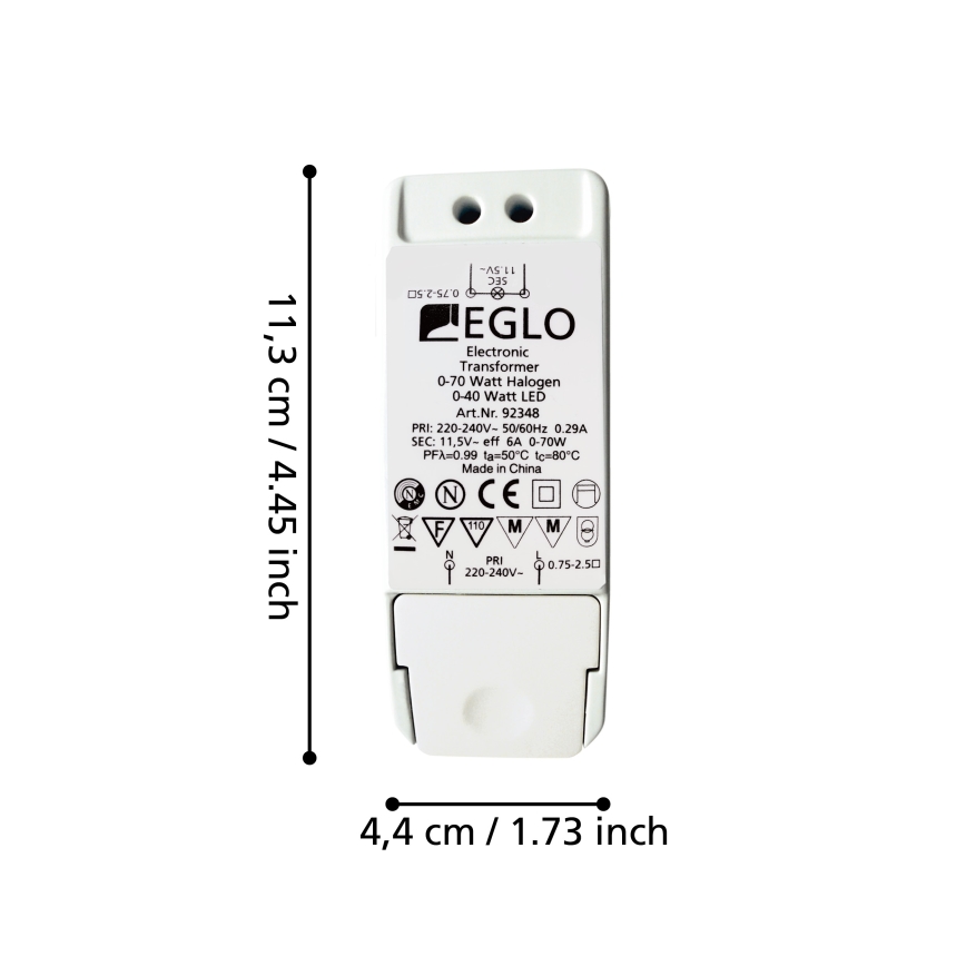 Eglo - Elektroninen muuntaja EINBAUSPOT 70W/230V/11,5V AC