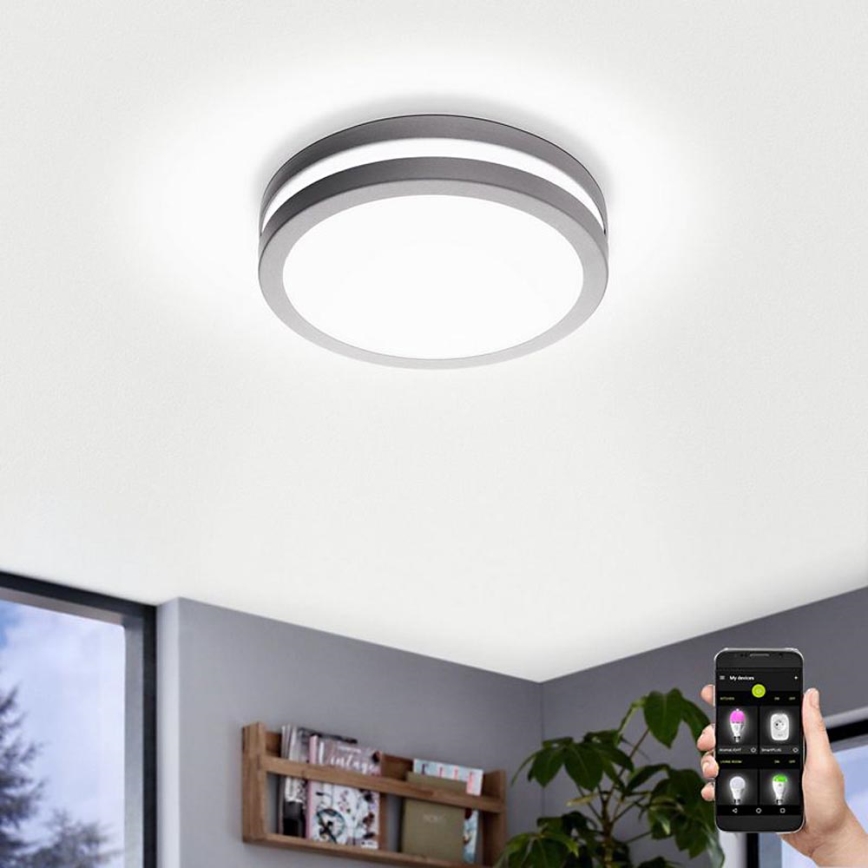 Eglo - Himmennettävä kylpyhuoneen LED-kattovalaisin LOCANA-C LED/14W harmaa IP44