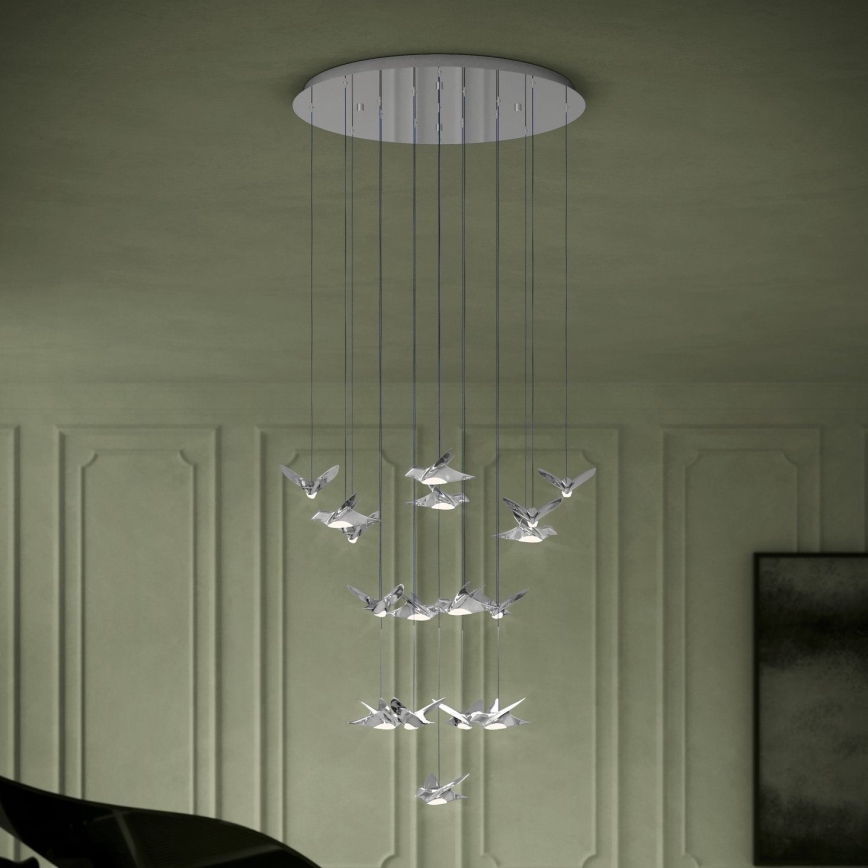 Eglo - Himmennettävä LED-kattokruunu johdossa 17xLED/3W/230V 3000K kiiltävä kromi