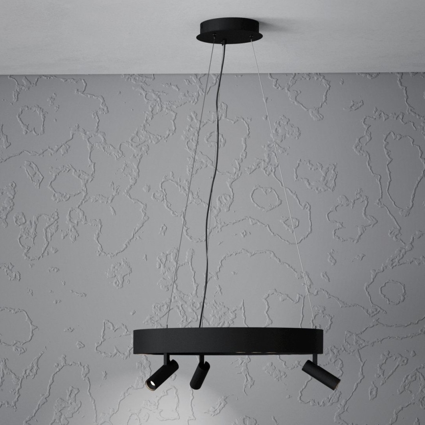 Eglo - Himmennettävä LED-kattokruunu johdossa 3xLED/8W/230V + 3xLED/8,5W 3000K musta + kauko-ohjaus