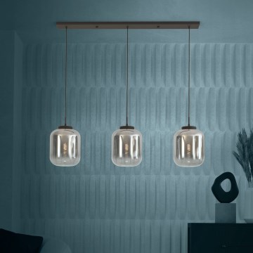 Eglo - Kattokruunu johdossa 3xE27/40W/230V savuinen