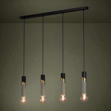 Eglo - Kattokruunu johdossa 4xE27/40W/230V musta/kulta
