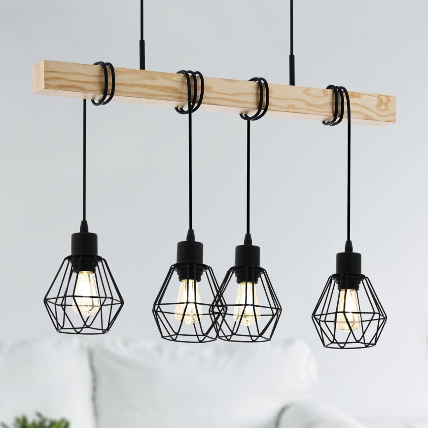 Eglo - Kattokruunu johdossa TOWNSHEND 4xE27/60W/230V - FSC sertifioitu