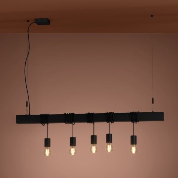 Eglo - Kattokruunu johdossa TOWNSHEND 5xE27/40W/230V musta