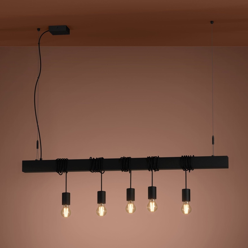 Eglo - Kattokruunu johdossa TOWNSHEND 5xE27/40W/230V musta