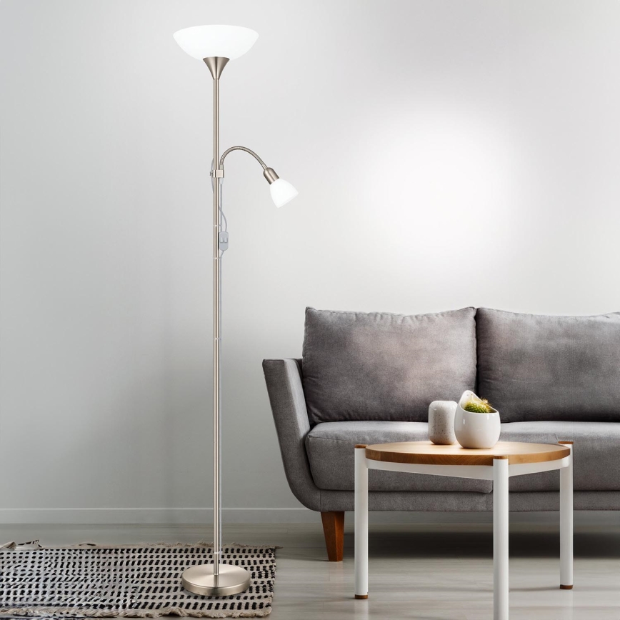 EGLO - Lattialamppu 1xE27/60W + 1xE14/25W mattakromi