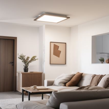 Eglo - LED Himmennetty kiinteä paneeli SALOBRENA-CL WOOD LED/31W/230V 2700-6500K 64x64 cm tummanruskea