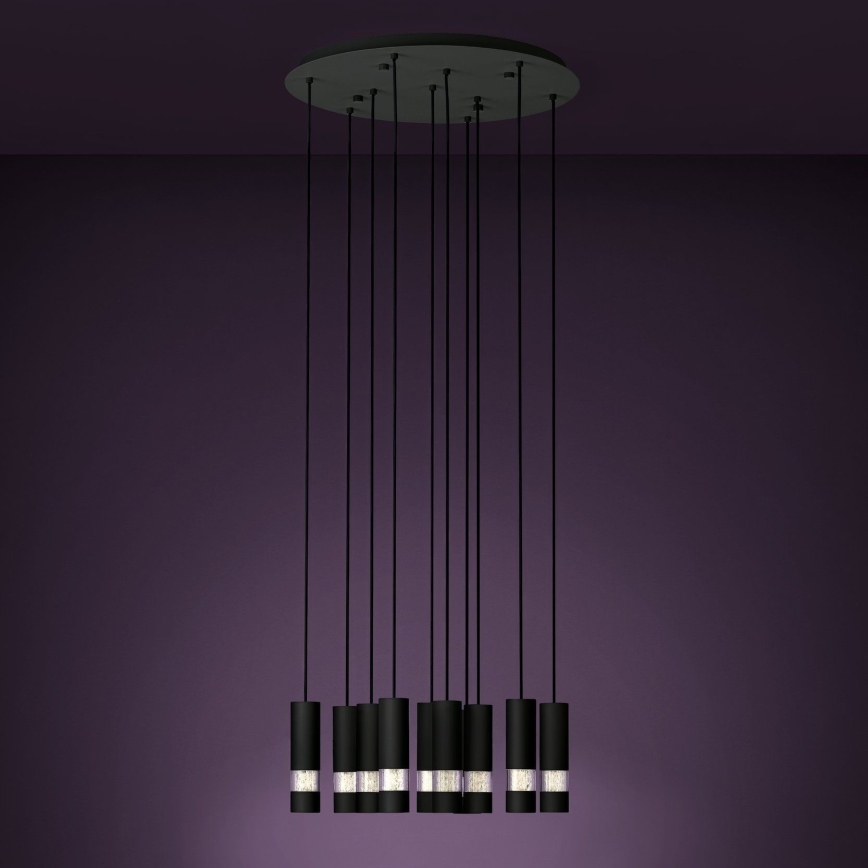 Eglo - LED-kattokruunu johdossa 10xGU10/4,6W/230V musta