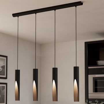 Eglo - LED-kattokruunu johdossa 4xGU10/4,5W/230V 3000K musta/ruskea