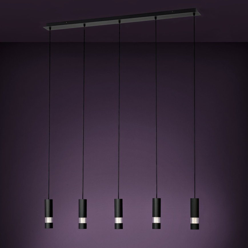 Eglo - LED-kattokruunu johdossa 5xGU10/4,6W/230V musta
