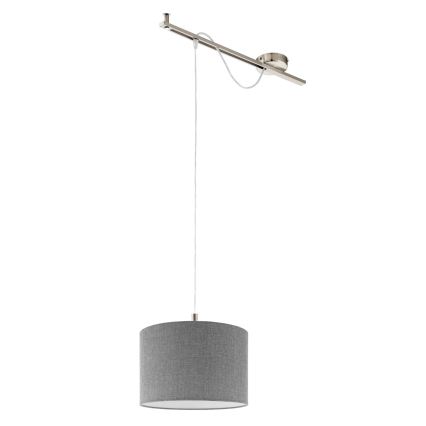 Eglo - LED-kattokruunu johdossa CALCENA 1xE27/60W/230V kromi/harmaa