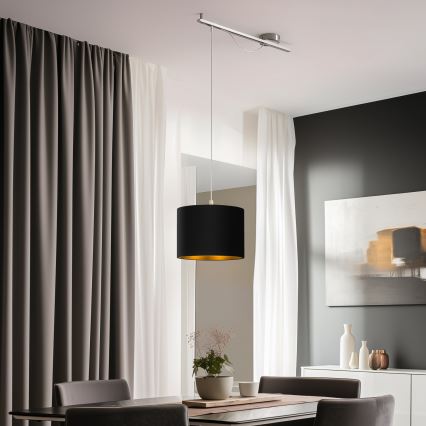 Eglo - LED-kattokruunu johdossa CALCENA 1xE27/60W/230V kromi/musta