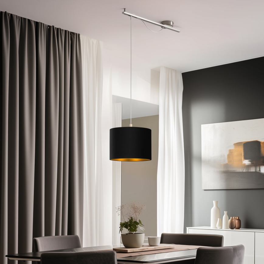 Eglo - LED-kattokruunu johdossa CALCENA 1xE27/60W/230V kromi/musta