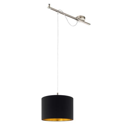 Eglo - LED-kattokruunu johdossa CALCENA 1xE27/60W/230V kromi/musta