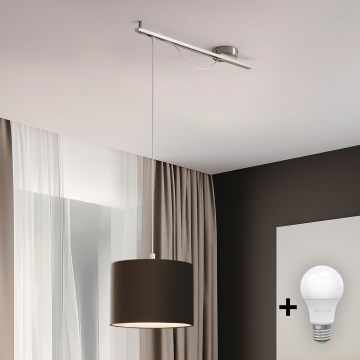 Eglo - LED-kattokruunu johdossa CALCENA 1xE27/60W/230V kromi/ruskea