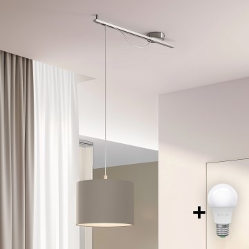 Eglo - LED-kattokruunu johdossa CALCENA 1xE27/60W/230V kromi/taupe