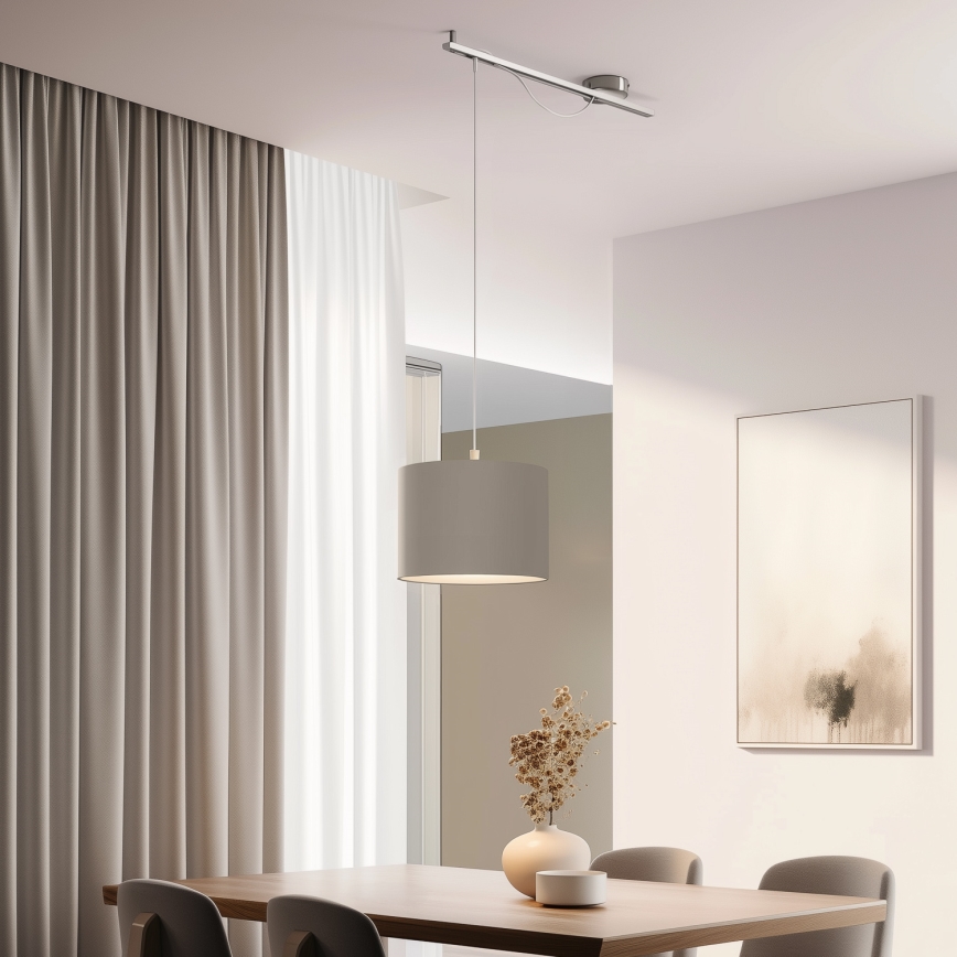 Eglo - LED-kattokruunu johdossa CALCENA 1xE27/60W/230V kromi/taupe