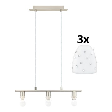 Eglo - LED-kattokruunu johdossa MY CHOICE 3xE14/4W/230V mattakromi/valkoinen