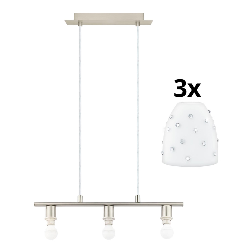 Eglo - LED-kattokruunu johdossa MY CHOICE 3xE14/4W/230V mattakromi/valkoinen