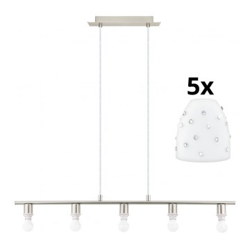 Eglo - LED-kattokruunu johdossa MY CHOICE 5xE14/4W/230V mattakromi/valkoinen