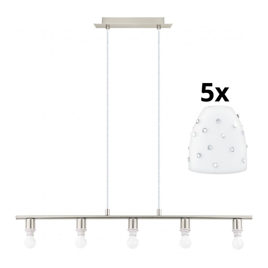 Eglo - LED-kattokruunu johdossa MY CHOICE 5xE14/4W/230V mattakromi/valkoinen